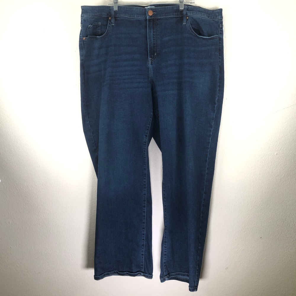 Lane Bryant Womens 28L Dark Wash Straight Leg Stretch Blue Jeans 90s Y2K Plus